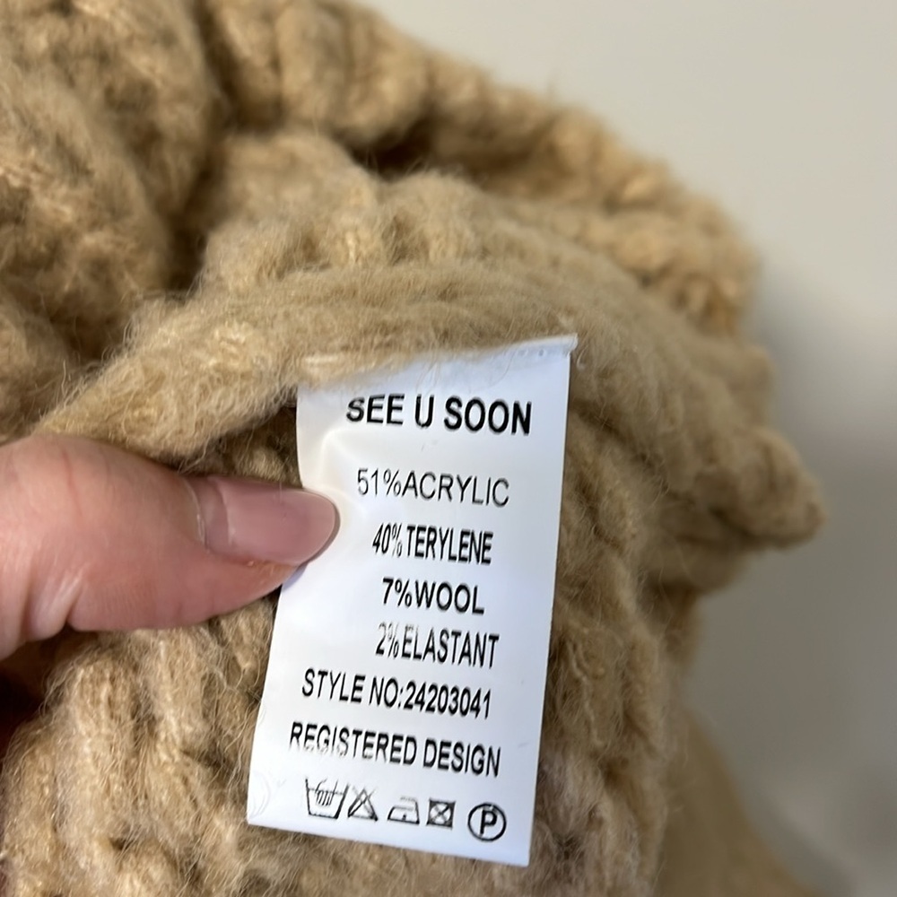 Anthropologie Chunky Tan Turtleneck Sweater - Picture 8 of 8